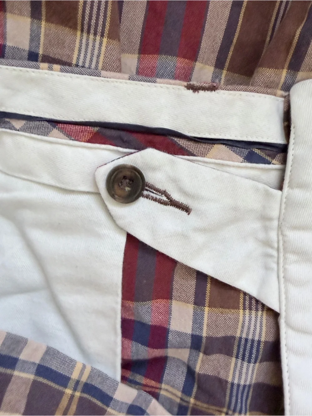 Polo Ralph Lauren Madras Plaid Flat Front Shorts Size 40 Cotton Preppy Flaw